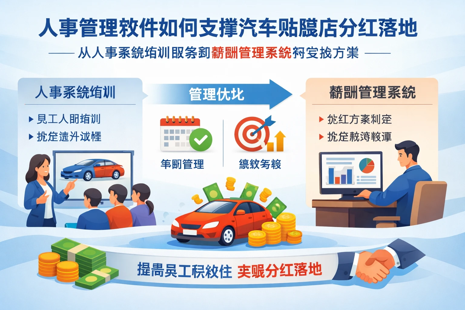 人事管理软件如何支撑汽车贴膜店分红落地：从人事系统培训服务到薪酬管理系统的实战方案