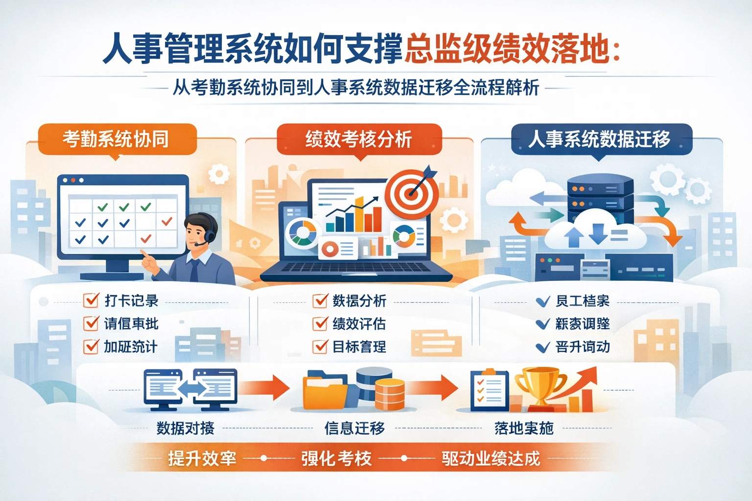 人事管理系统如何支撑总监级绩效落地：从考勤系统协同到人事系统数据迁移全流程解析