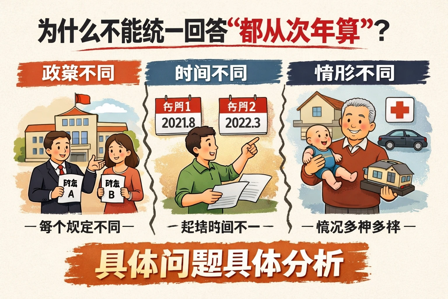 为什么不能统一回答“都从次年算”