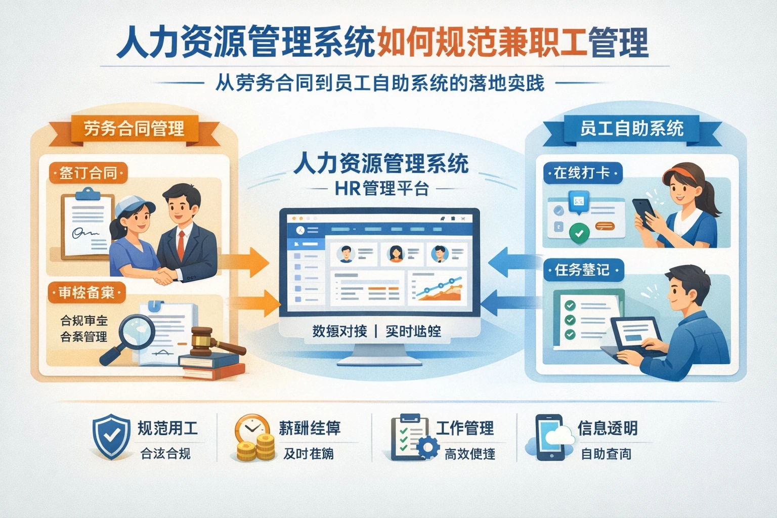 人力资源管理系统如何规范兼职用工管理:从劳务合同到员工自助系统的落地实践