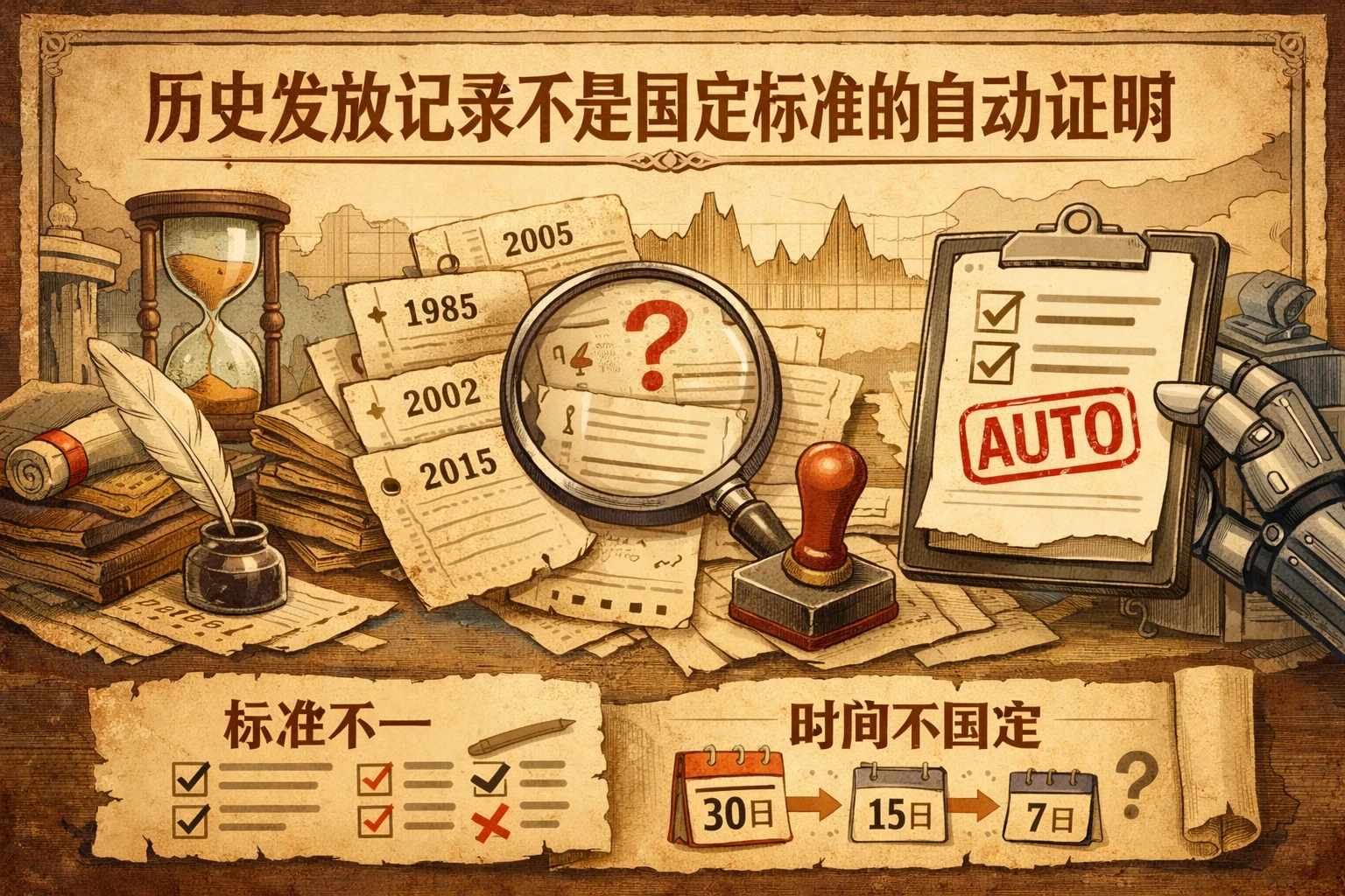 历史发放记录不是固定标准的自动证明