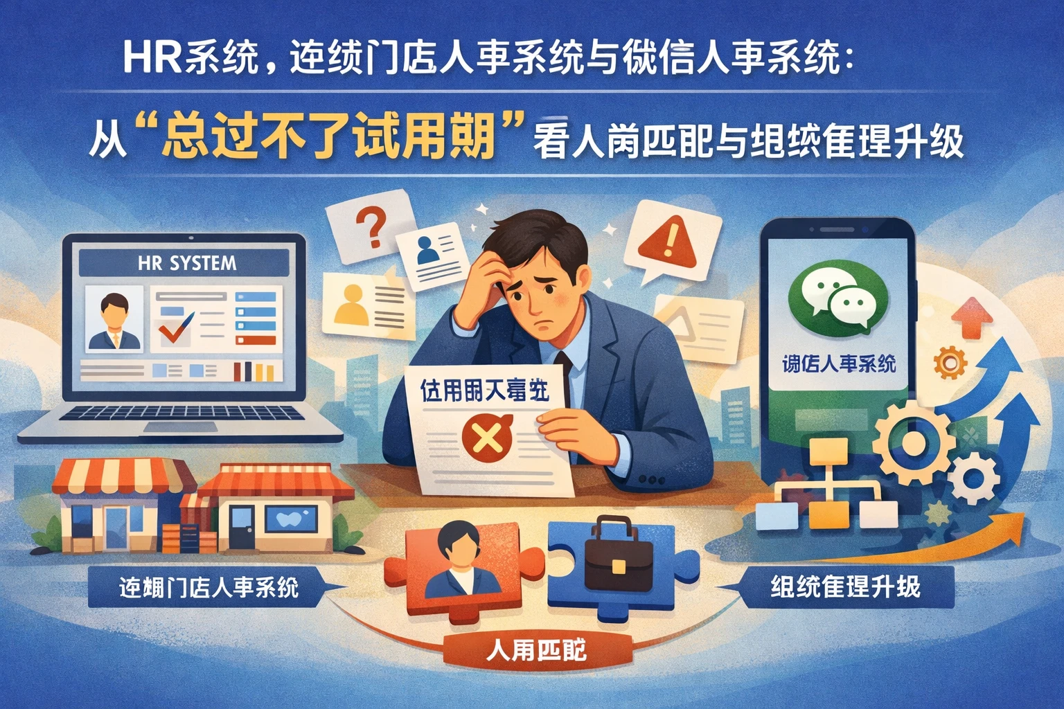 HR系统、连锁门店人事系统与微信人事系统:从“总过不了试用期”看人岗匹配与组织管理升级