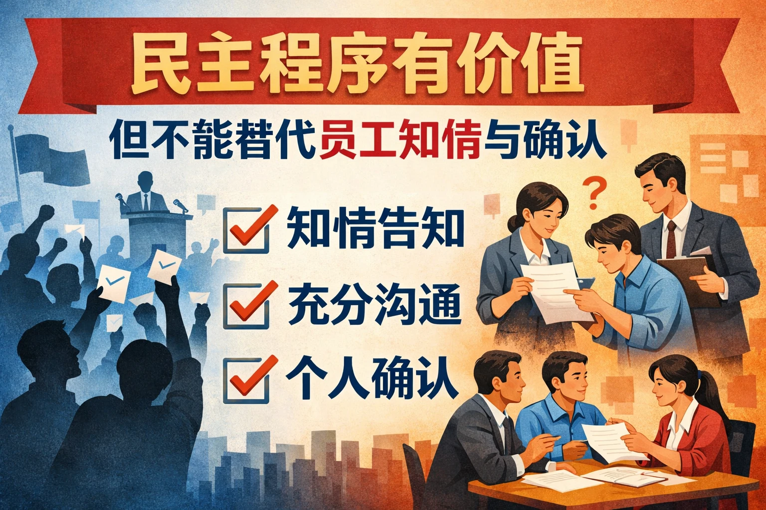 民主程序有价值，但不能替代员工知情与确认