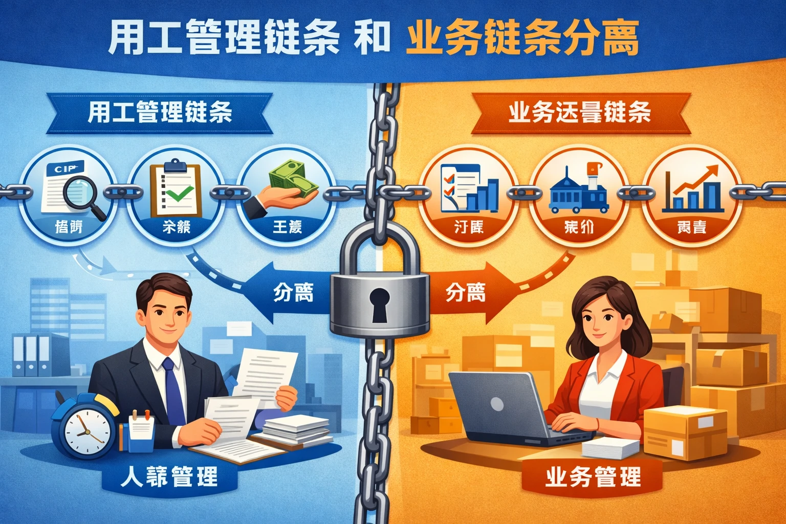 用工管理链条和业务链条分离