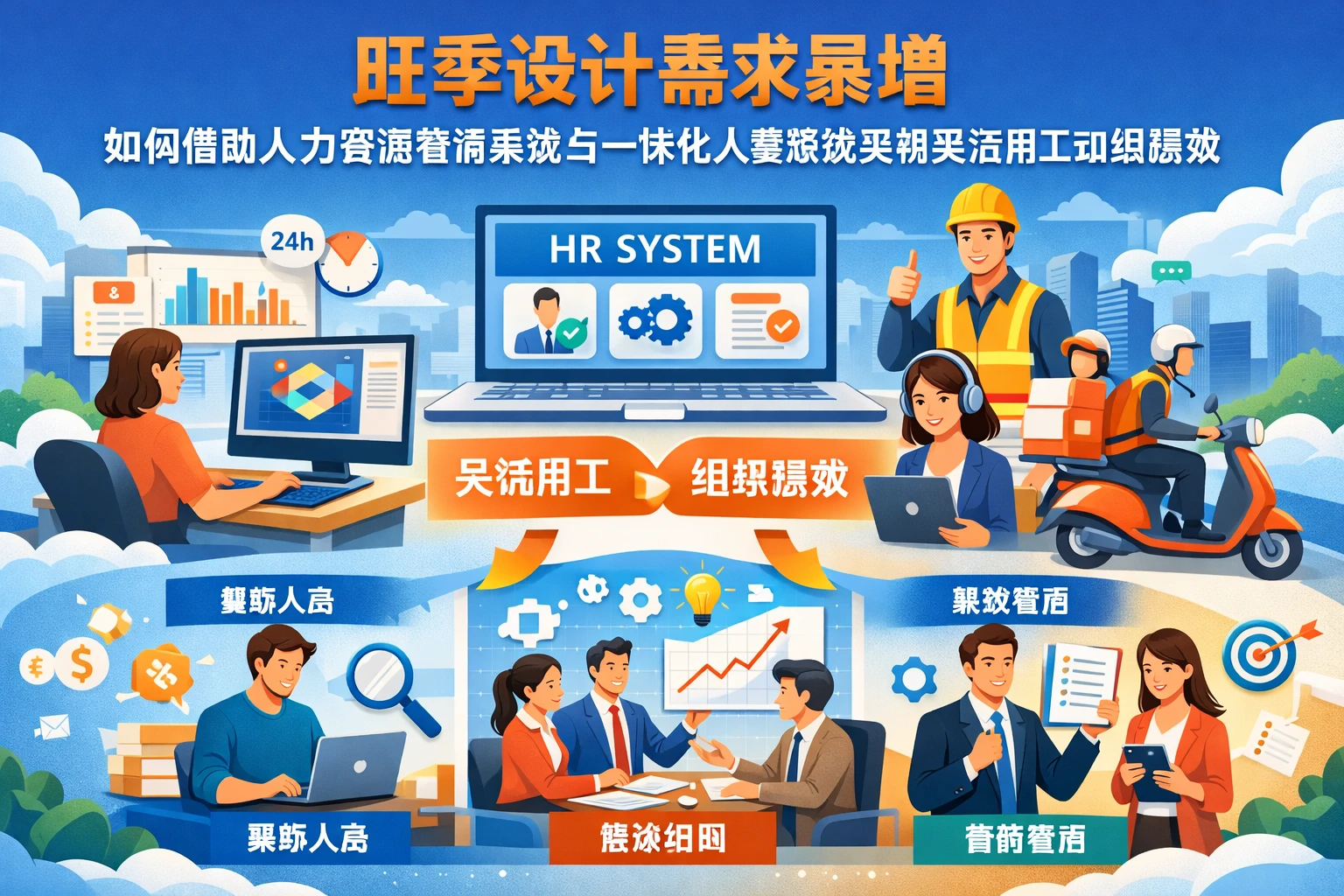 旺季设计需求暴增，如何借助人力资源管理系统与一体化人事系统实现灵活用工和组织提效