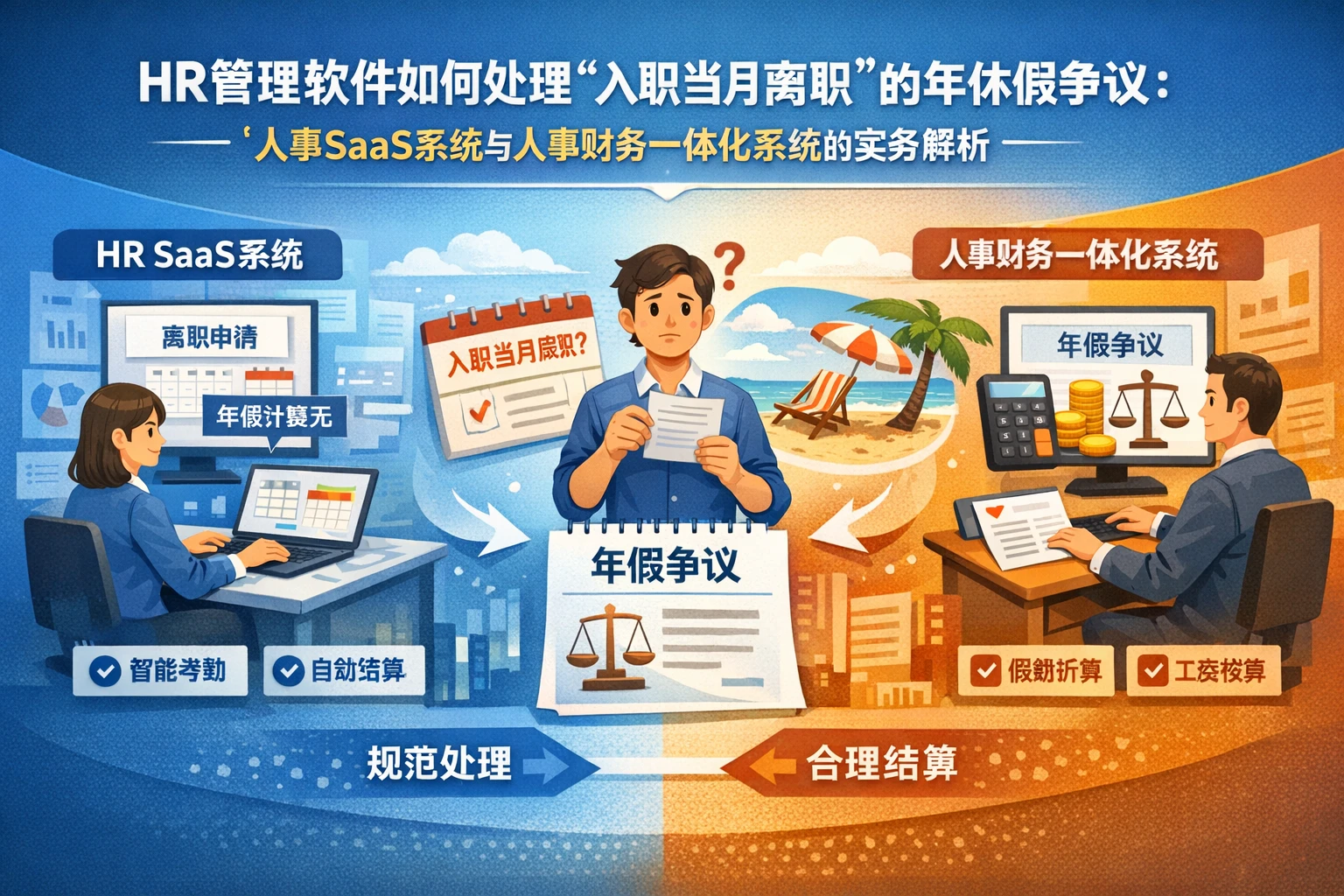 HR管理软件如何处理“入职当月离职”的年休假争议：人事SaaS系统与人事财务一体化系统的实务解析