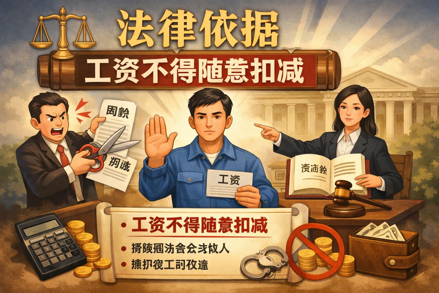 法律依据的关键点在“工资不得随意扣减”