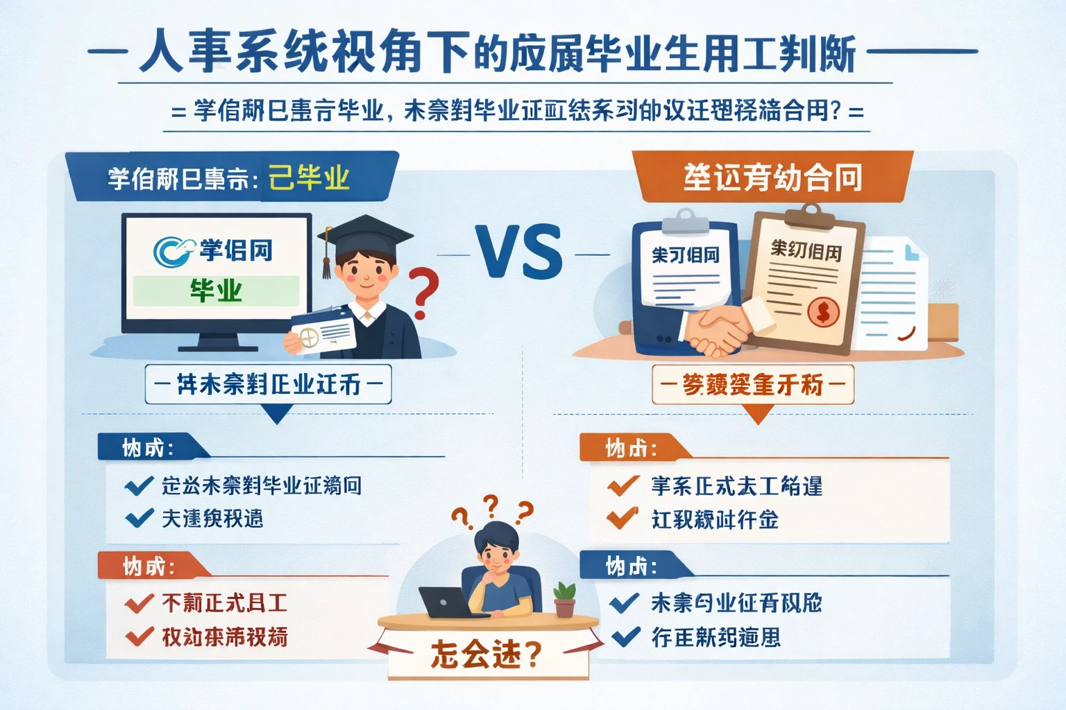人事系统视角下的应届毕业生用工判断：学信网已显示毕业，未拿到毕业证应签实习协议还是劳动合同