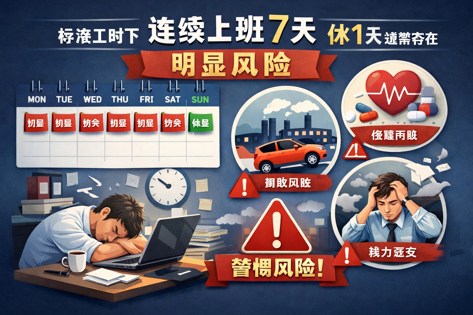 标准工时下,连续上班7天休1天通常存在明显风险