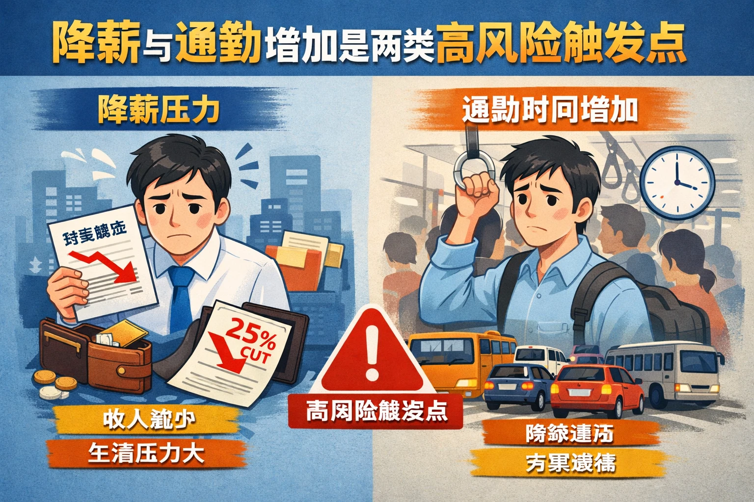降薪与通勤增加是两类高风险触发点