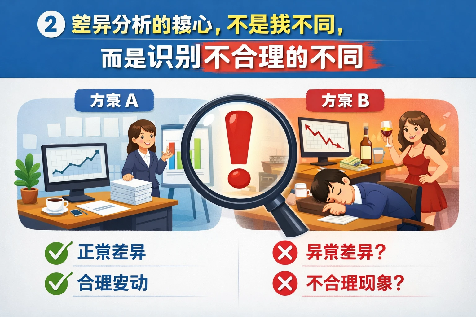 2. 差异分析的核心，不是找不同，而是识别不合理的不同