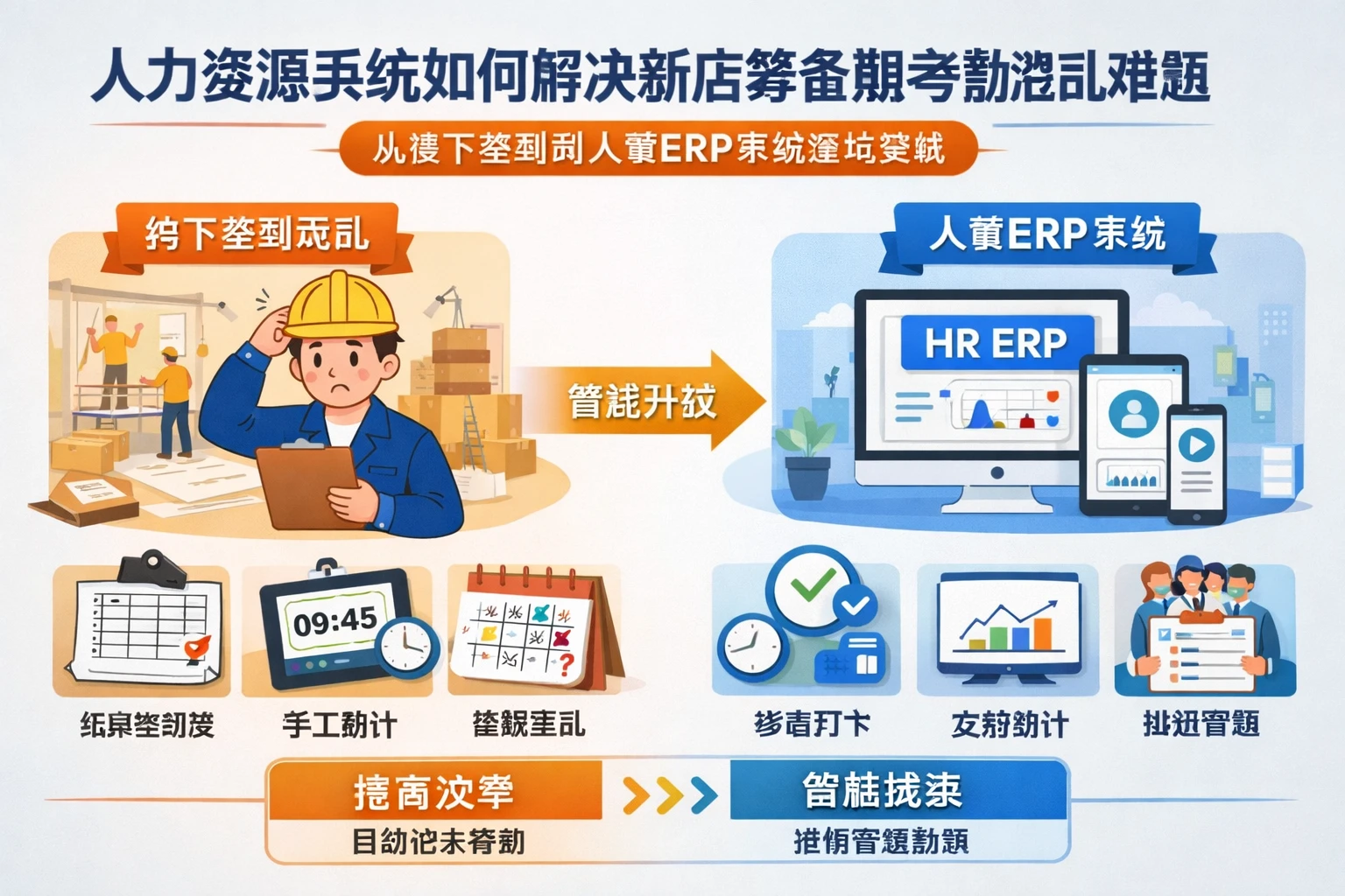 人力资源系统如何解决新店筹备期考勤混乱难题：从线下签到到人事ERP系统落地实践