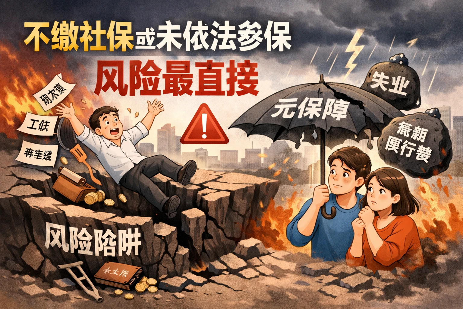 不缴社保或未依法参保，风险最直接