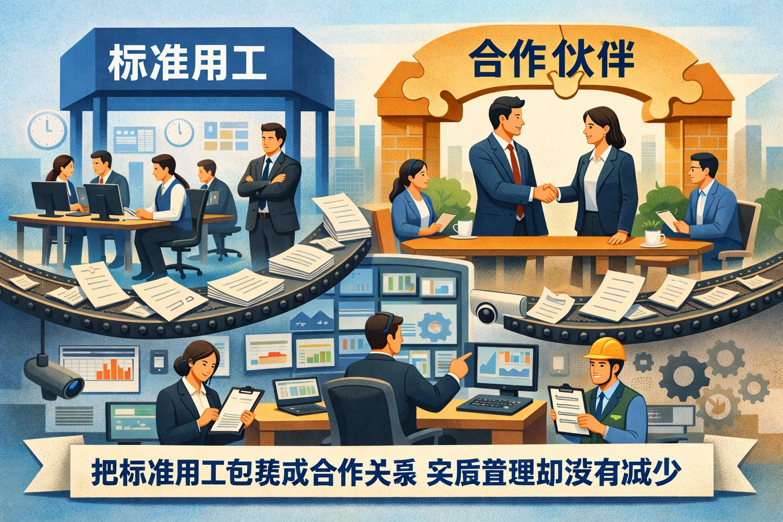 把标准用工包装成合作关系，实质管理却没有减少