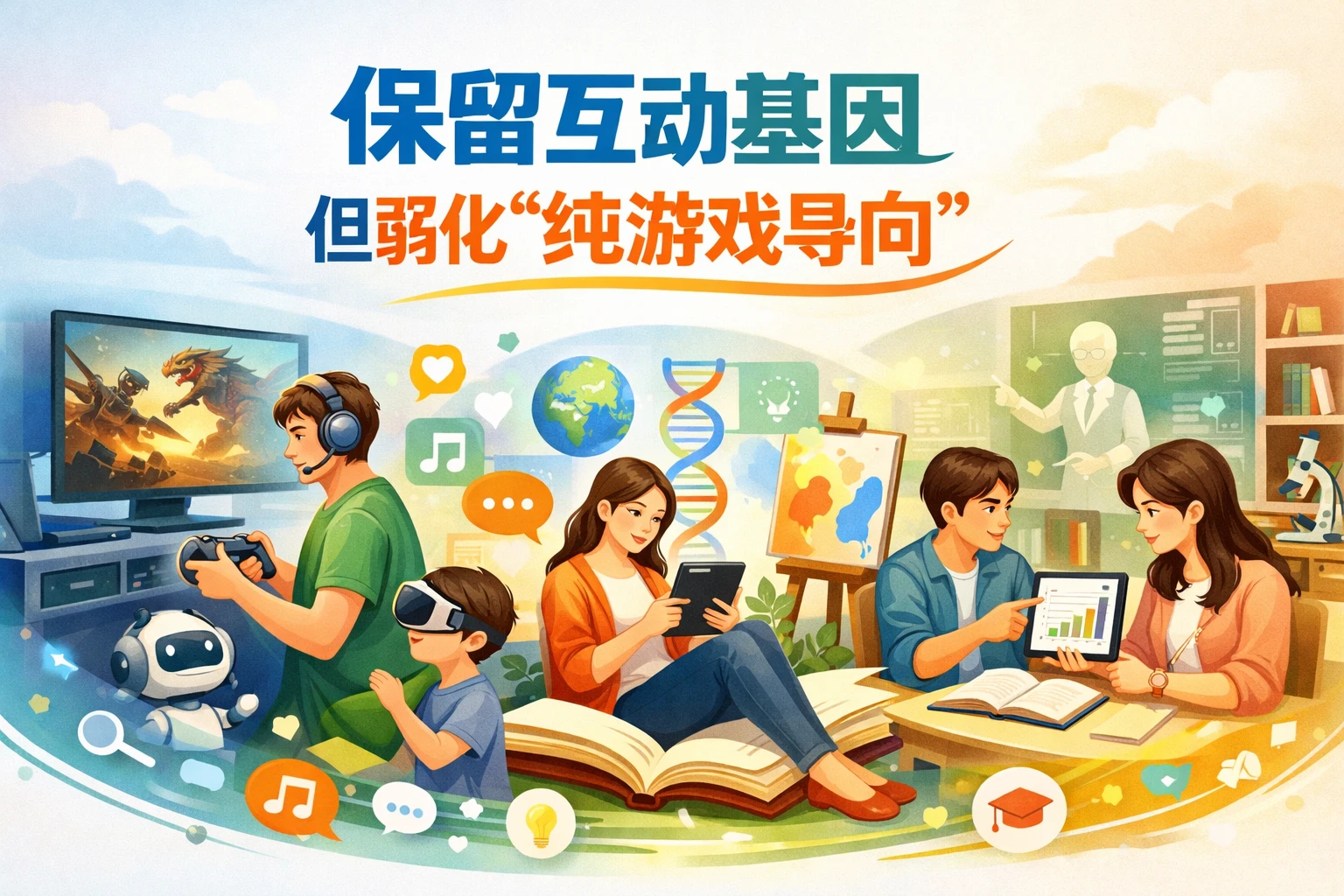 保留互动基因，但弱化“纯游戏导向”