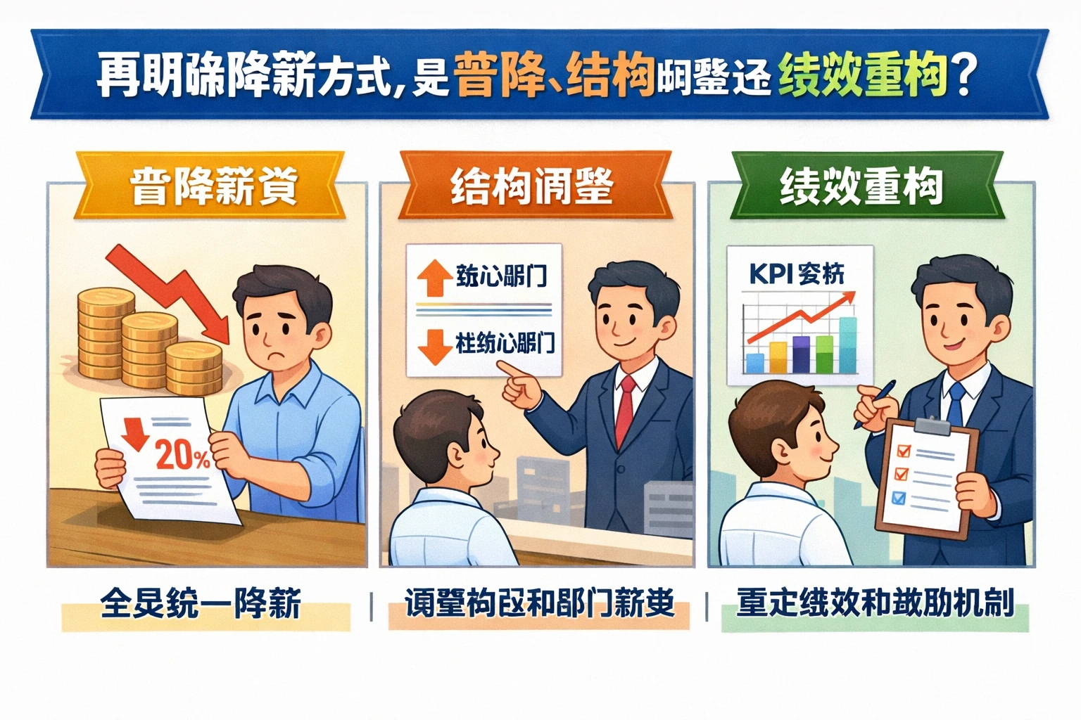 再明确降薪方式，是普降、结构调整还是绩效重构