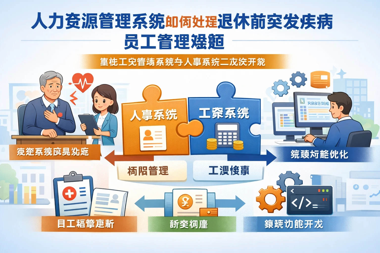 人力资源管理系统如何处理退休前突发疾病员工管理难题：兼论工资管理系统与人事系统二次开发
