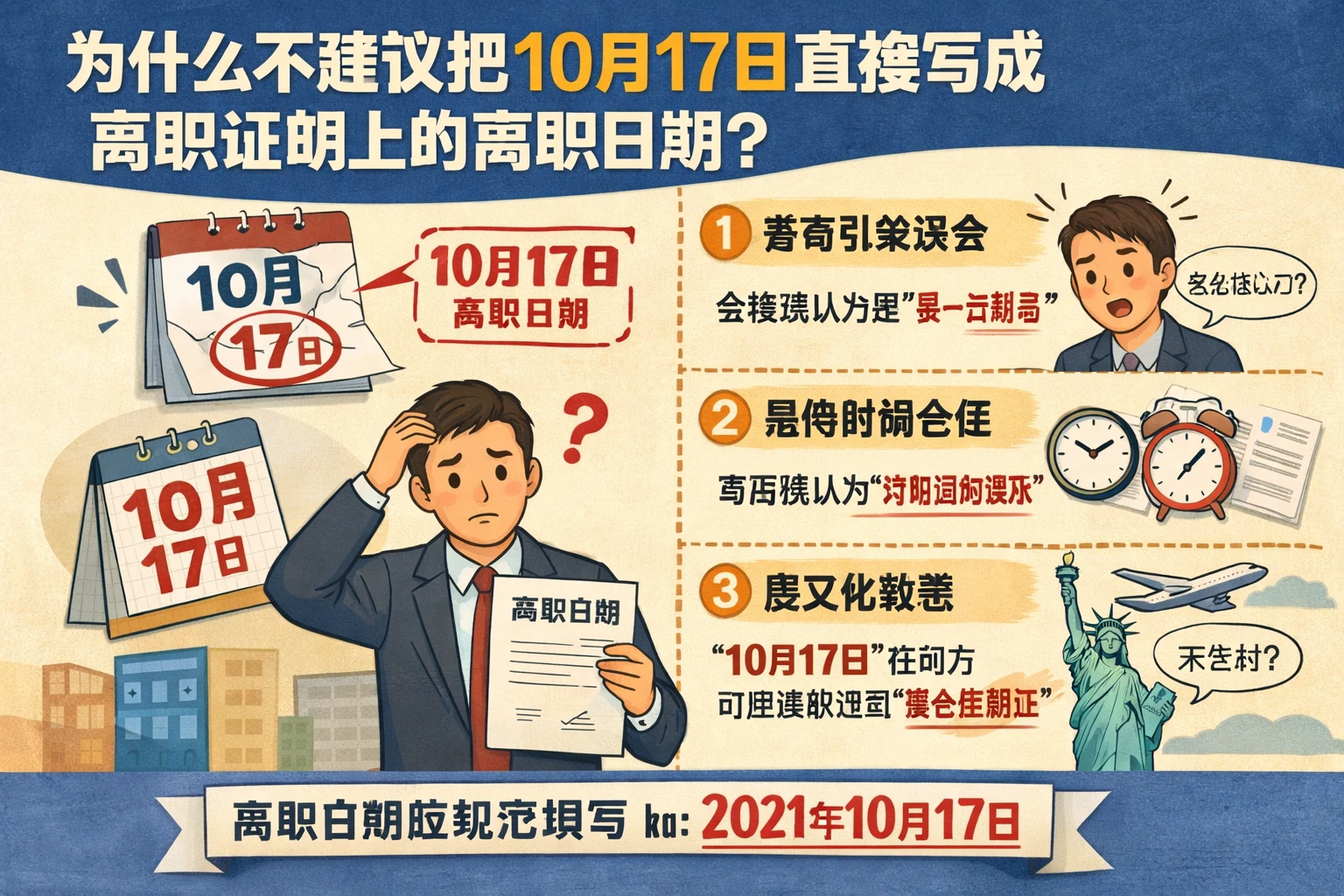 为什么不建议把10月17日直接写成离职证明上的离职日期