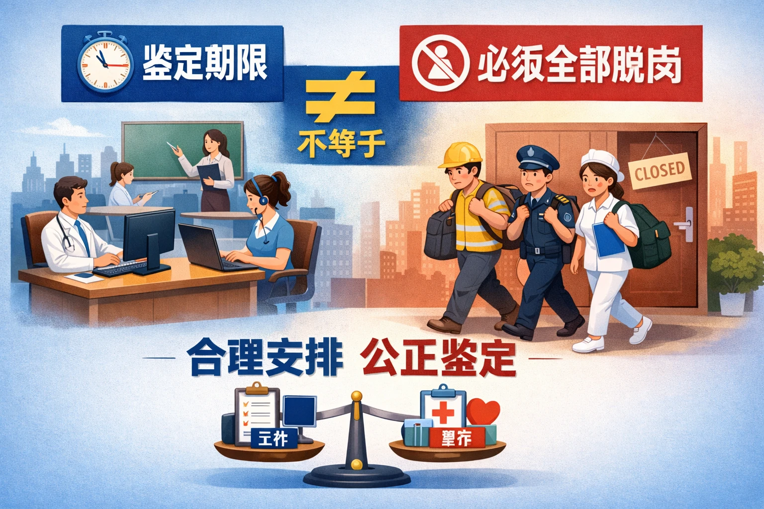 “鉴定期限”不等于“必须全部脱岗”