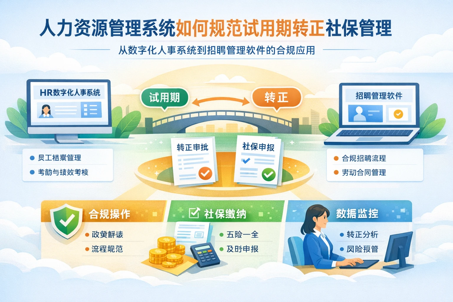 人力资源管理系统如何规范试用期转正社保管理：从数字化人事系统到招聘管理软件的合规应用