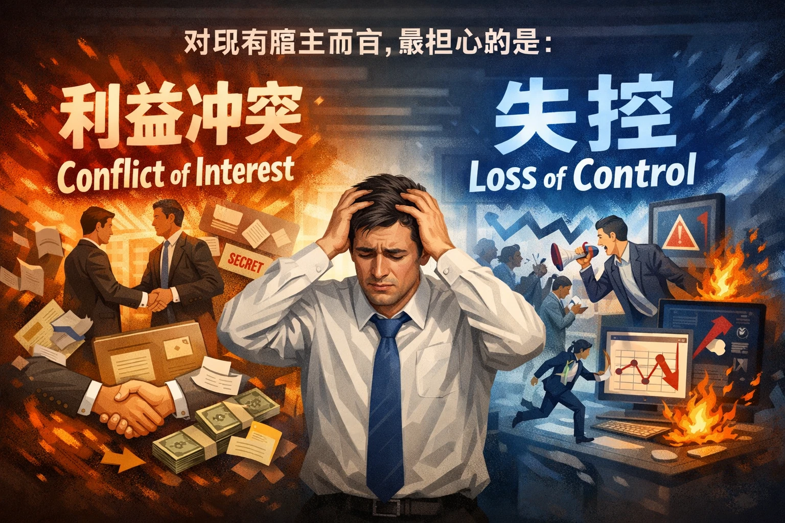 对现有雇主而言，最担心的是利益冲突和失控