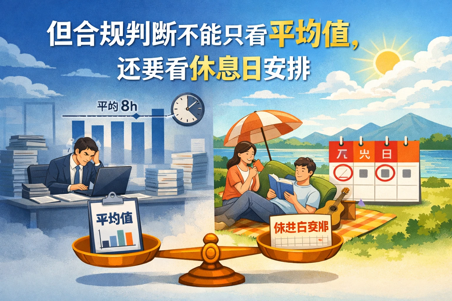 但合规判断不能只看平均值，还要看休息日安排