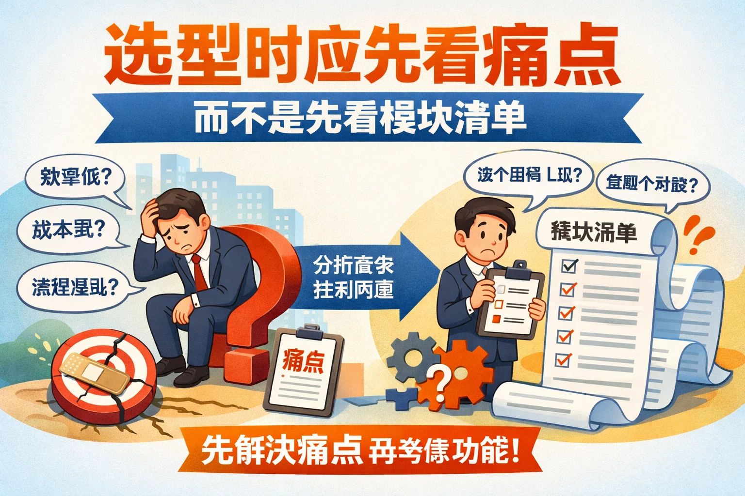 选型时应先看痛点，而不是先看模块清单