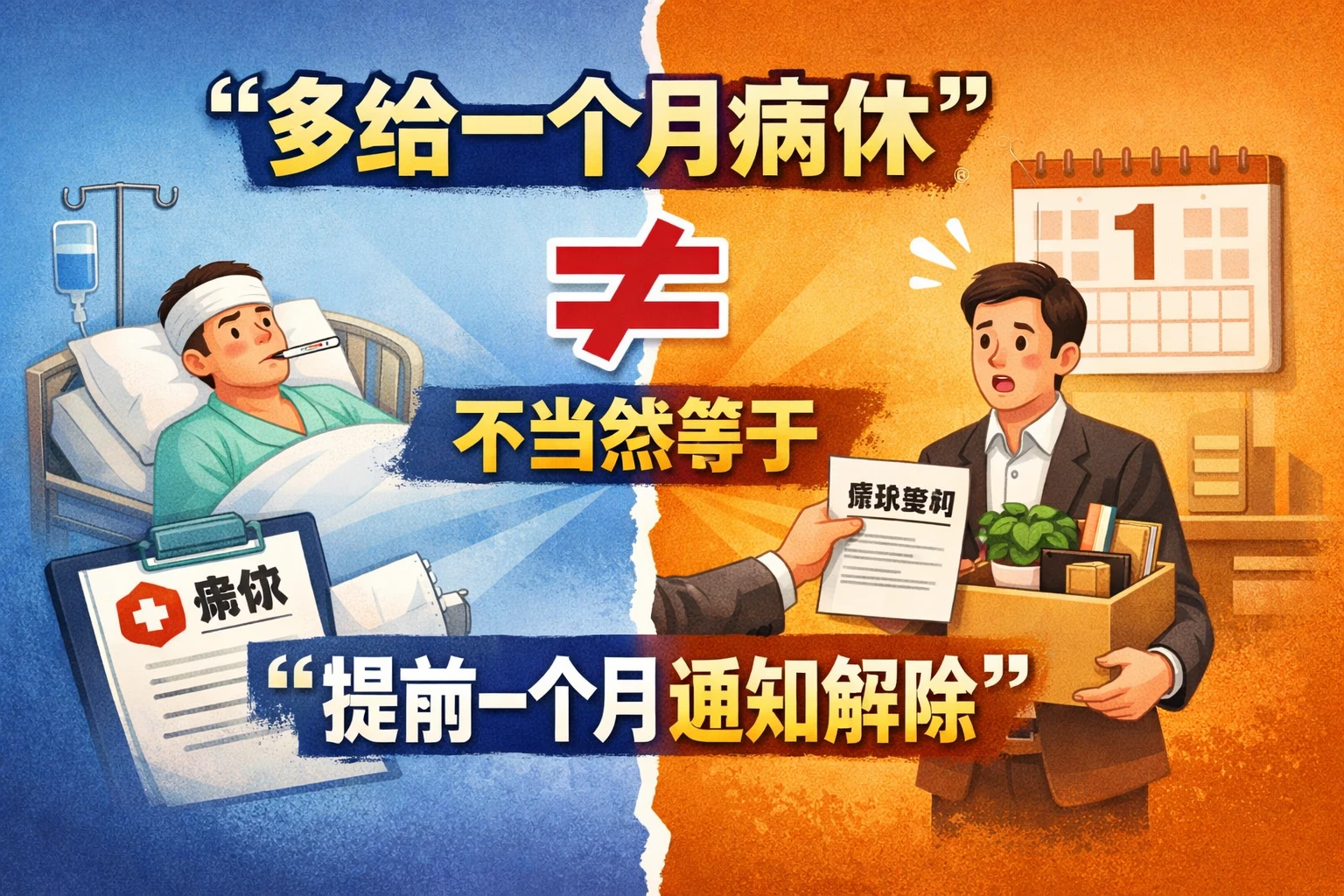 “多给一个月病休”不当然等于“提前一个月通知解除”