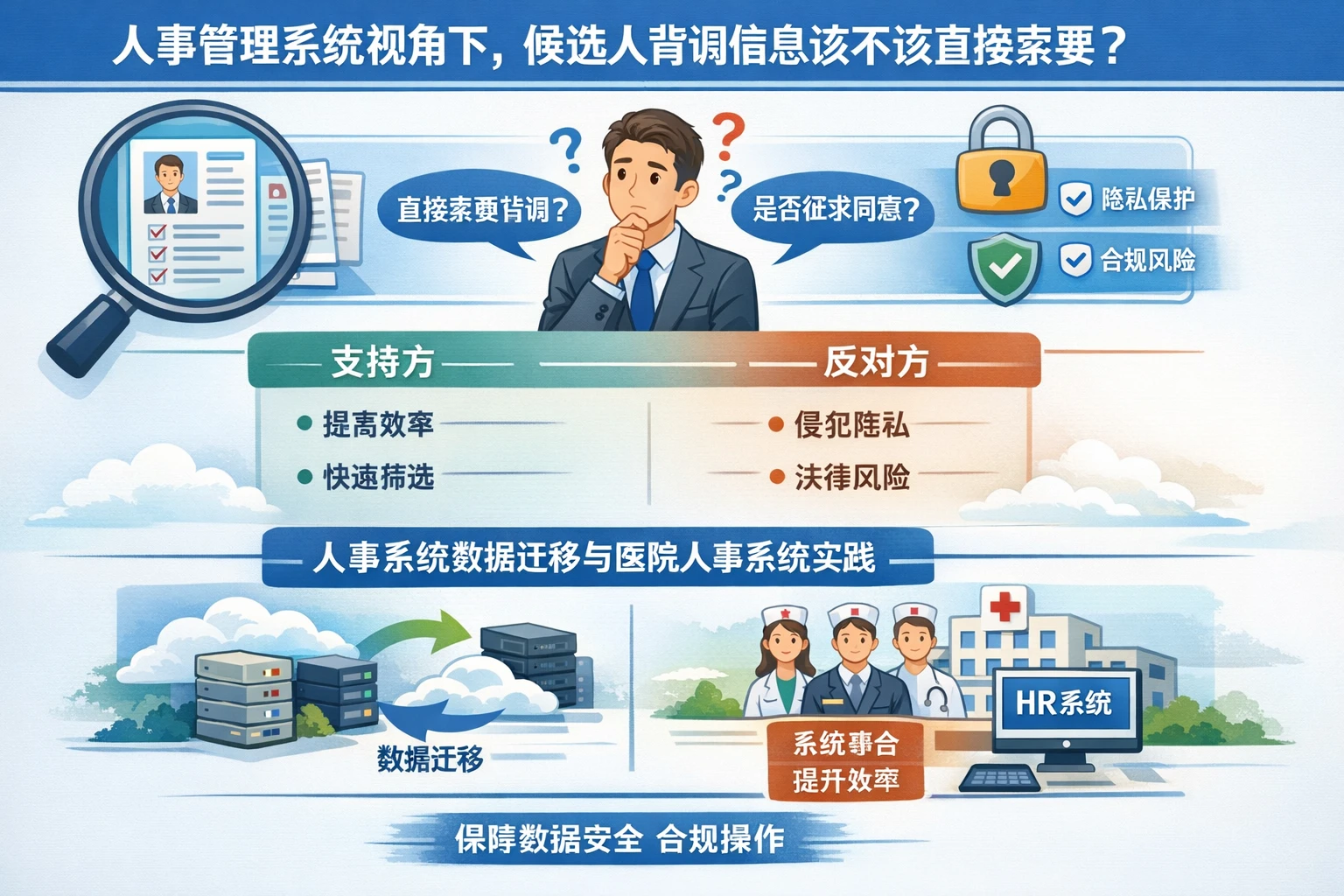 人事管理系统视角下，候选人背调信息该不该直接索要？兼谈人事系统数据迁移与医院人事系统实践