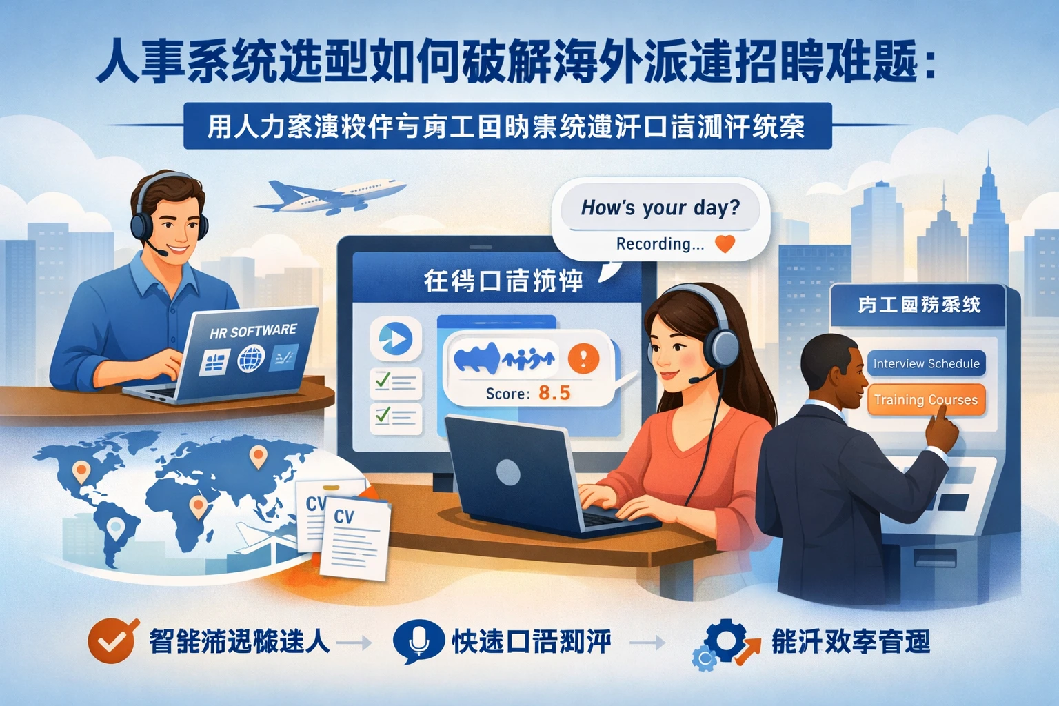 人事系统选型如何破解海外派遣招聘难题：用人力资源软件与员工自助系统提升口语测评效率