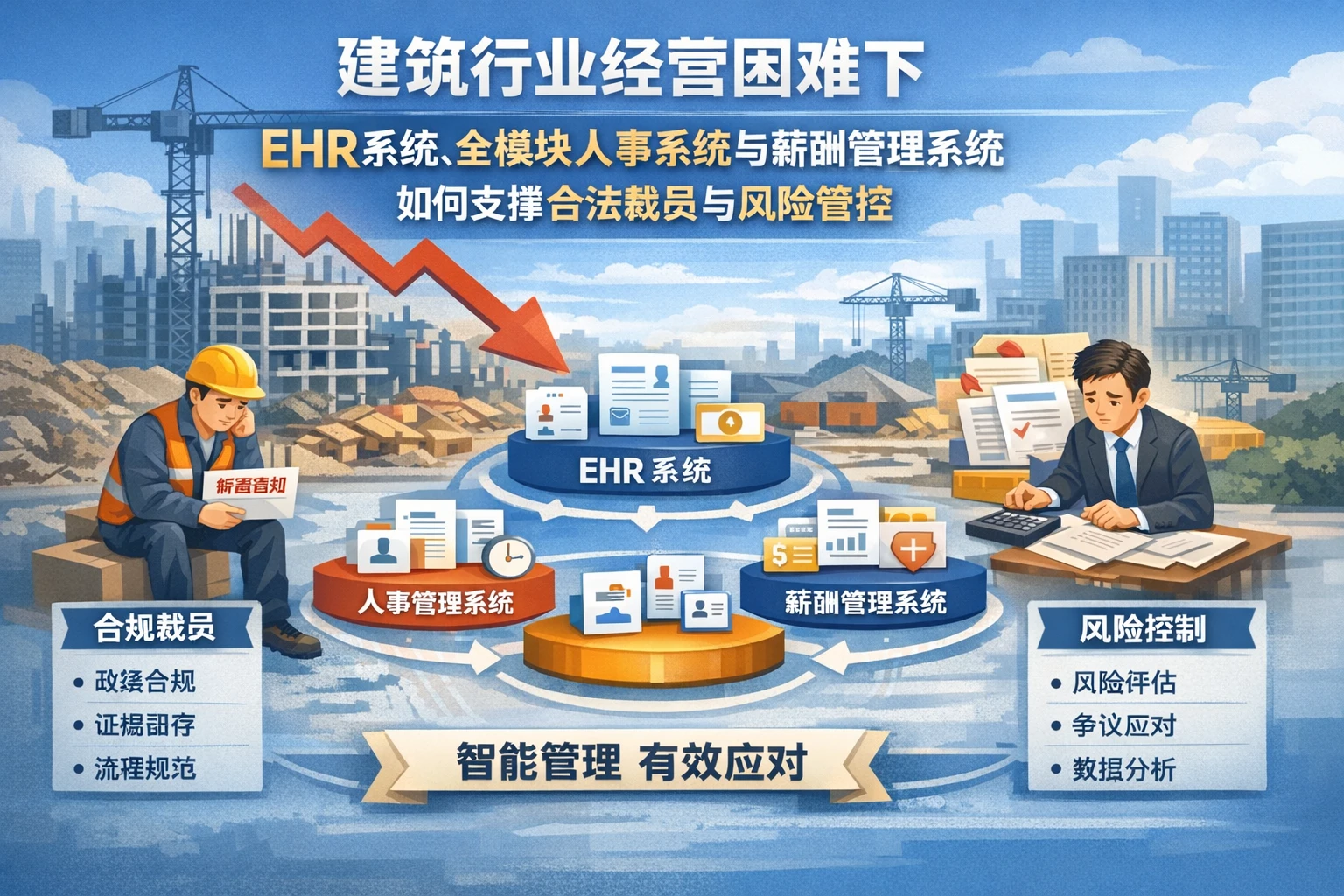 建筑行业经营困难下，ehr系统、全模块人事系统与薪酬管理系统如何支撑合法裁员与风险管控