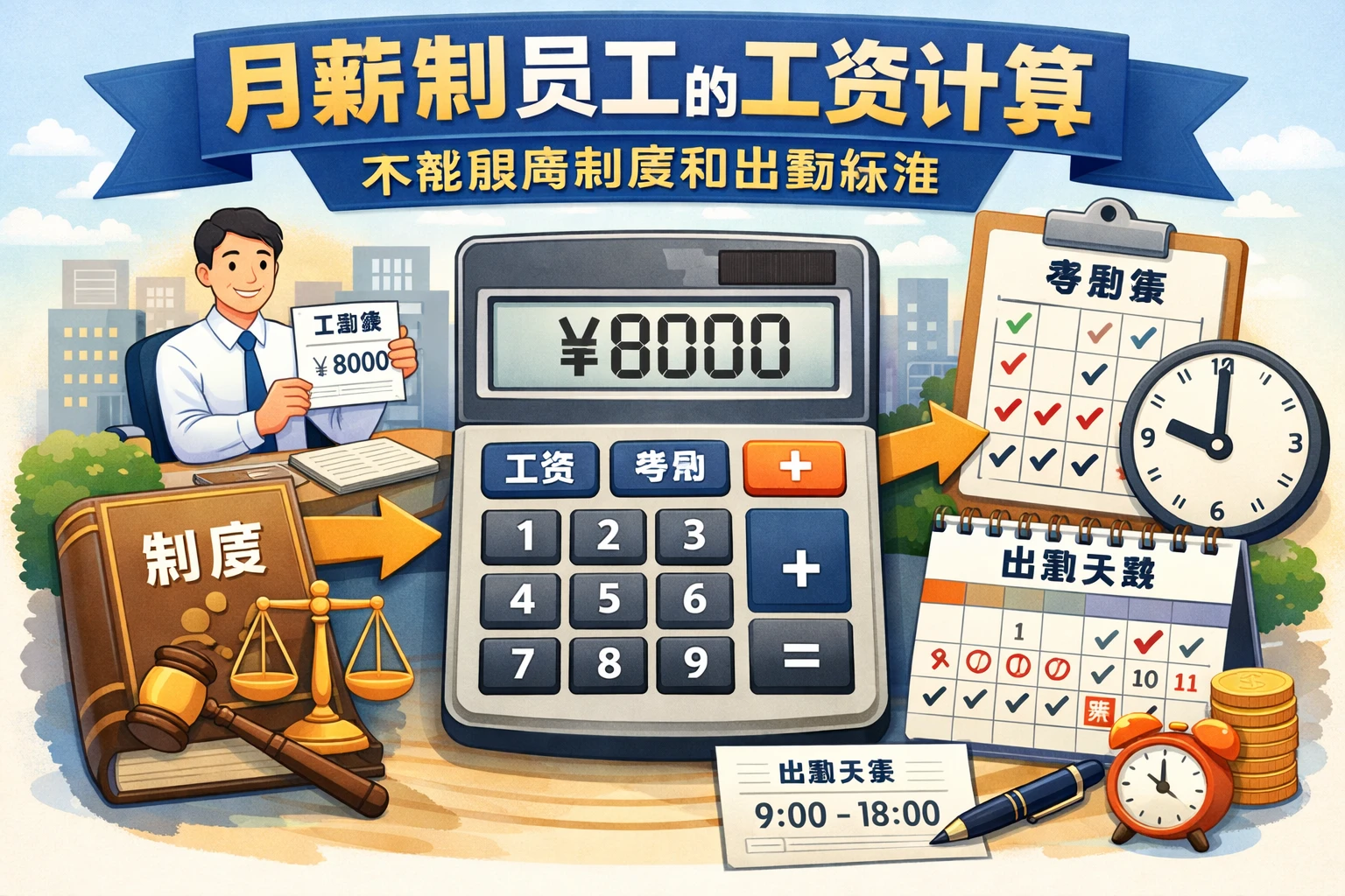 月薪制员工的工资计算，不能脱离制度和出勤标准