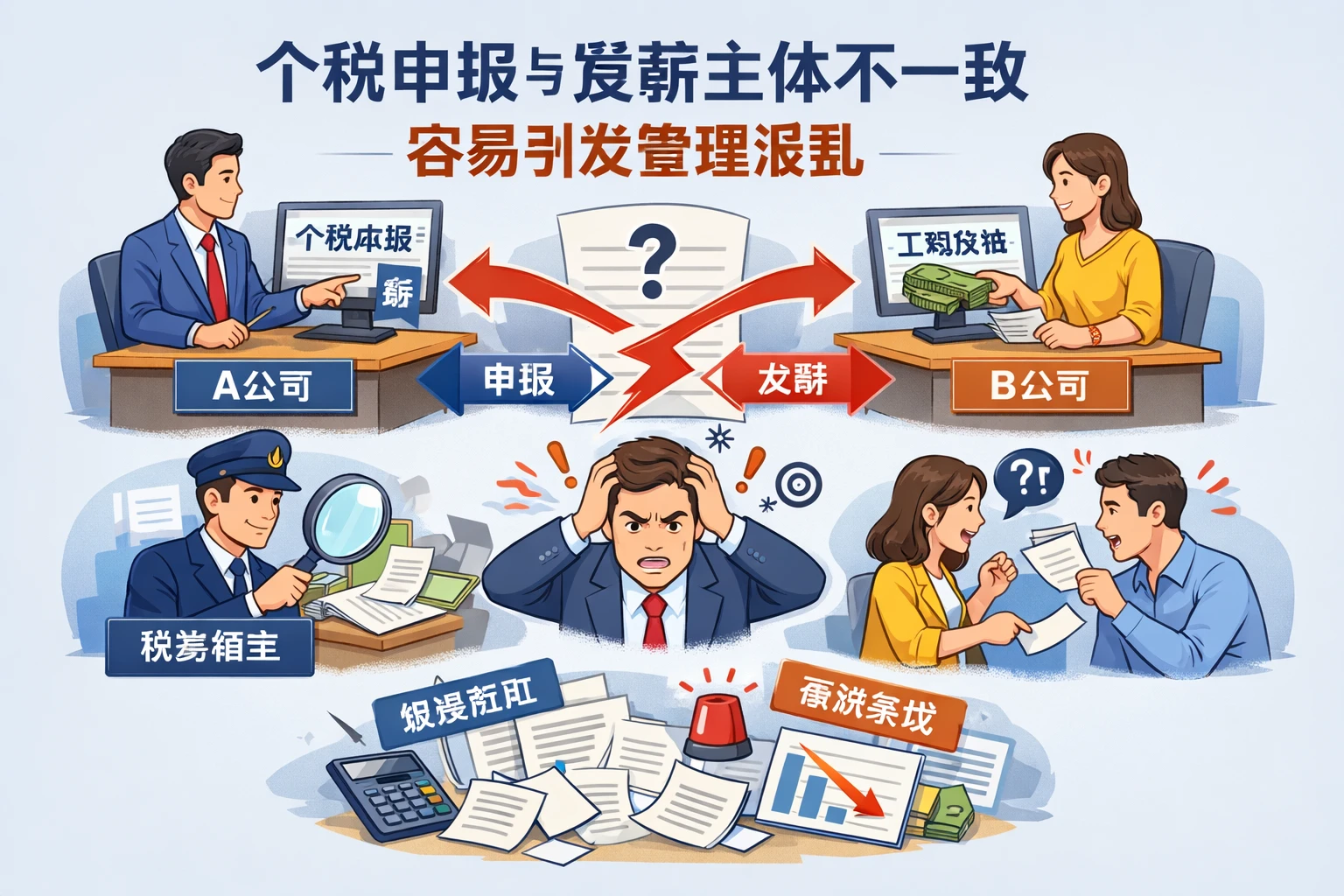 个税申报与发薪主体不一致，容易引发管理混乱