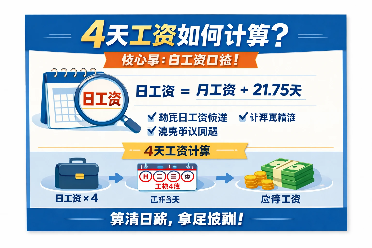 4天工资如何计算，核心是日工资口径