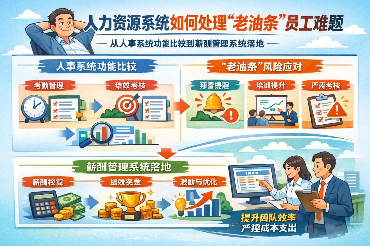 人力资源系统如何处理“老油条”员工难题:从人事系统功能比较到薪酬管理系统落地