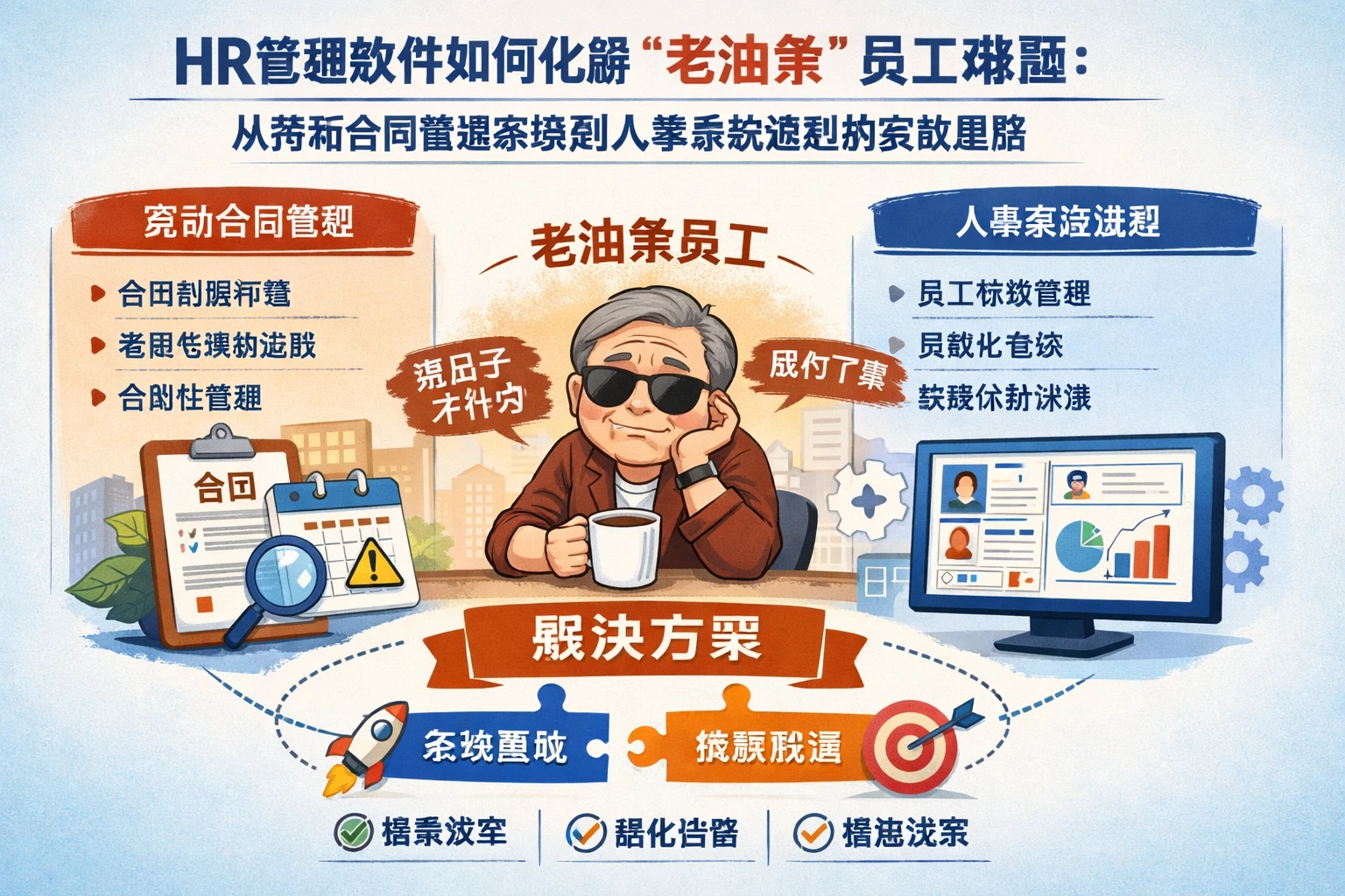 HR管理软件如何化解“老油条”员工难题：从劳动合同管理系统到人事系统选型的实战思路