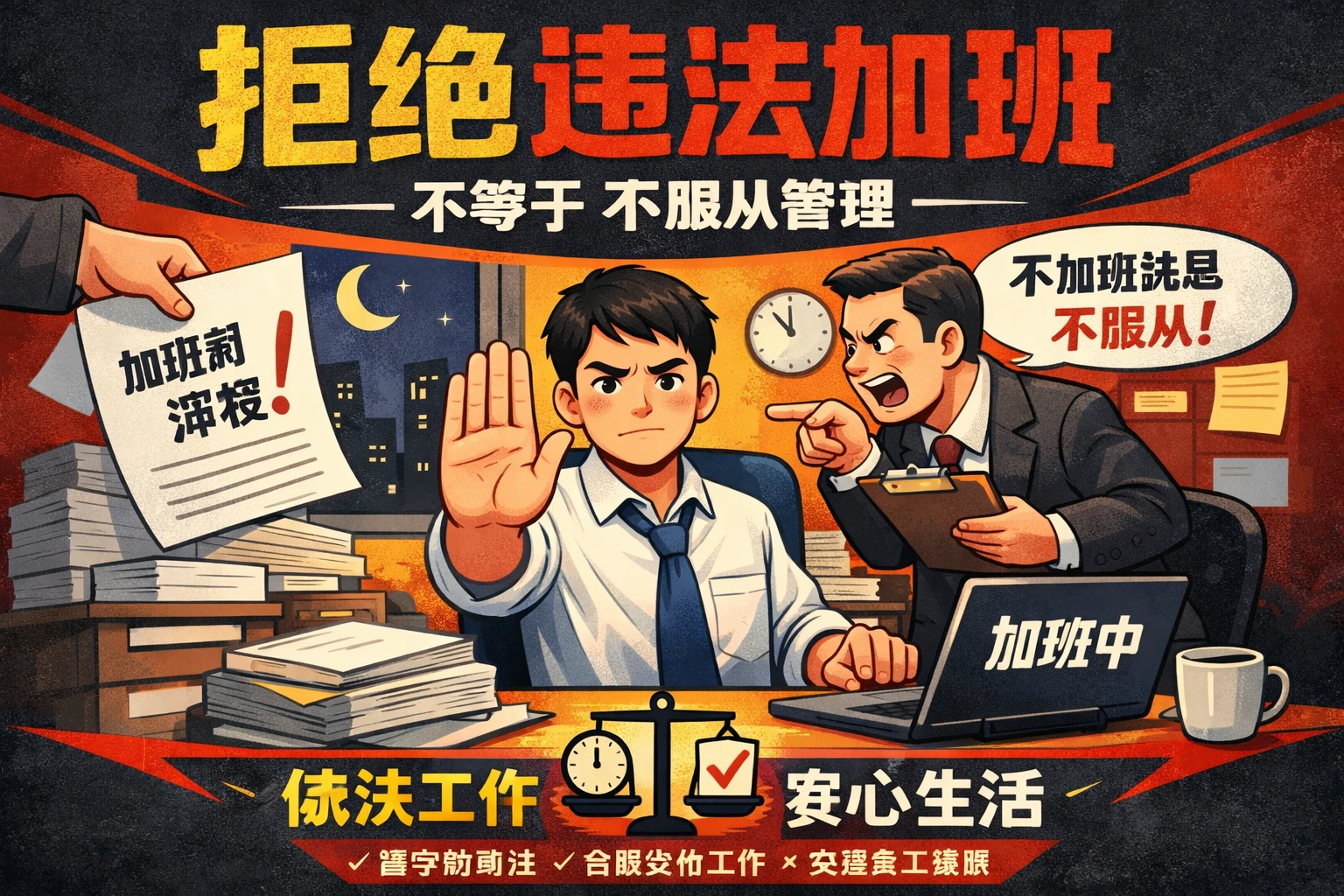 拒绝违法加班，不等于不服从管理