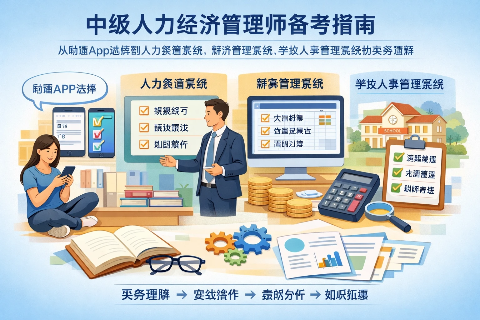 中级人力经济管理师备考指南：从刷题App选择到人力资源系统、薪资管理系统、学校人事管理系统的实务理解