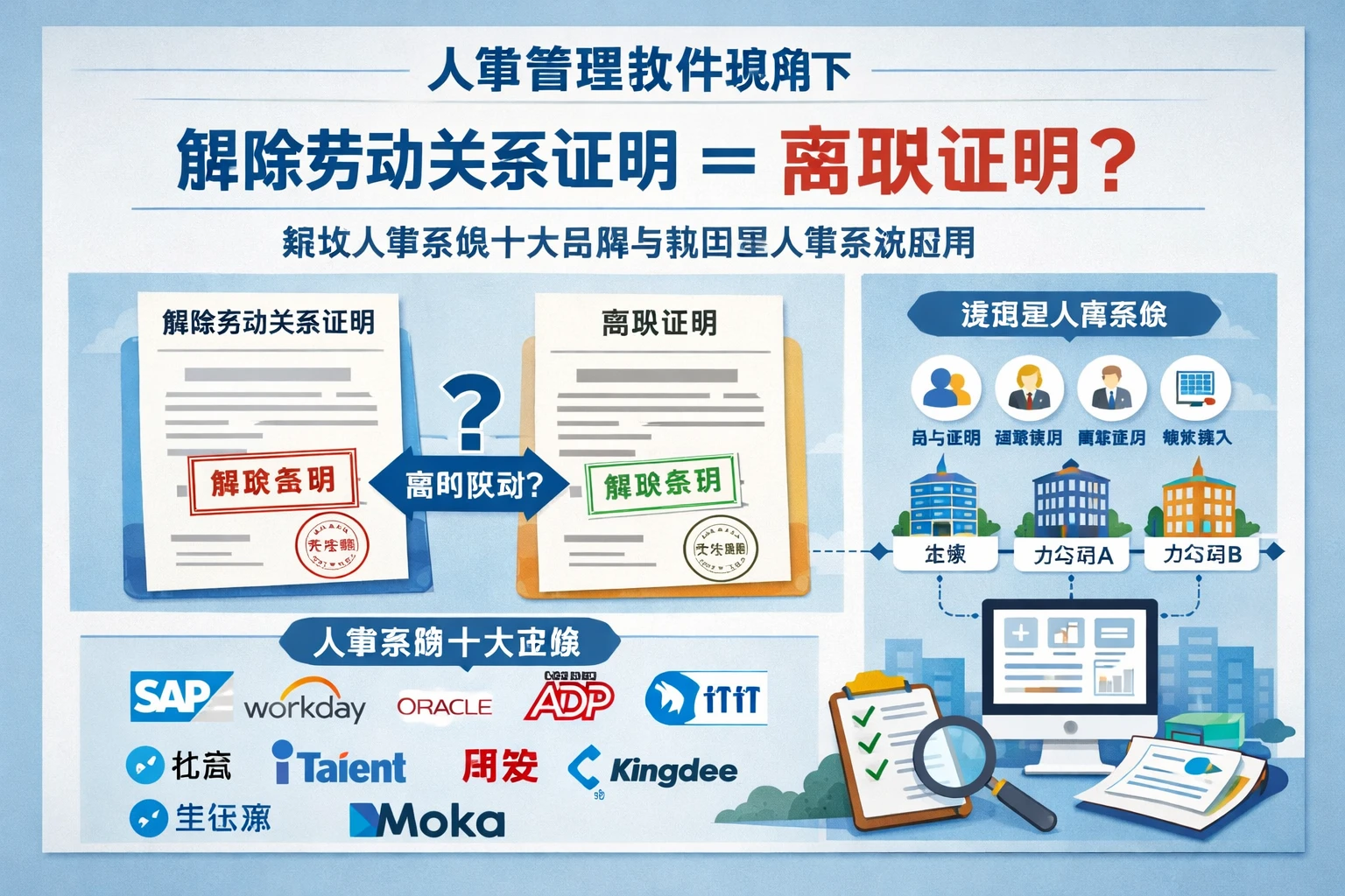 人事管理软件视角下,解除劳动关系证明是否等于离职证明?兼谈人事系统十大品牌与集团型人事系统应用