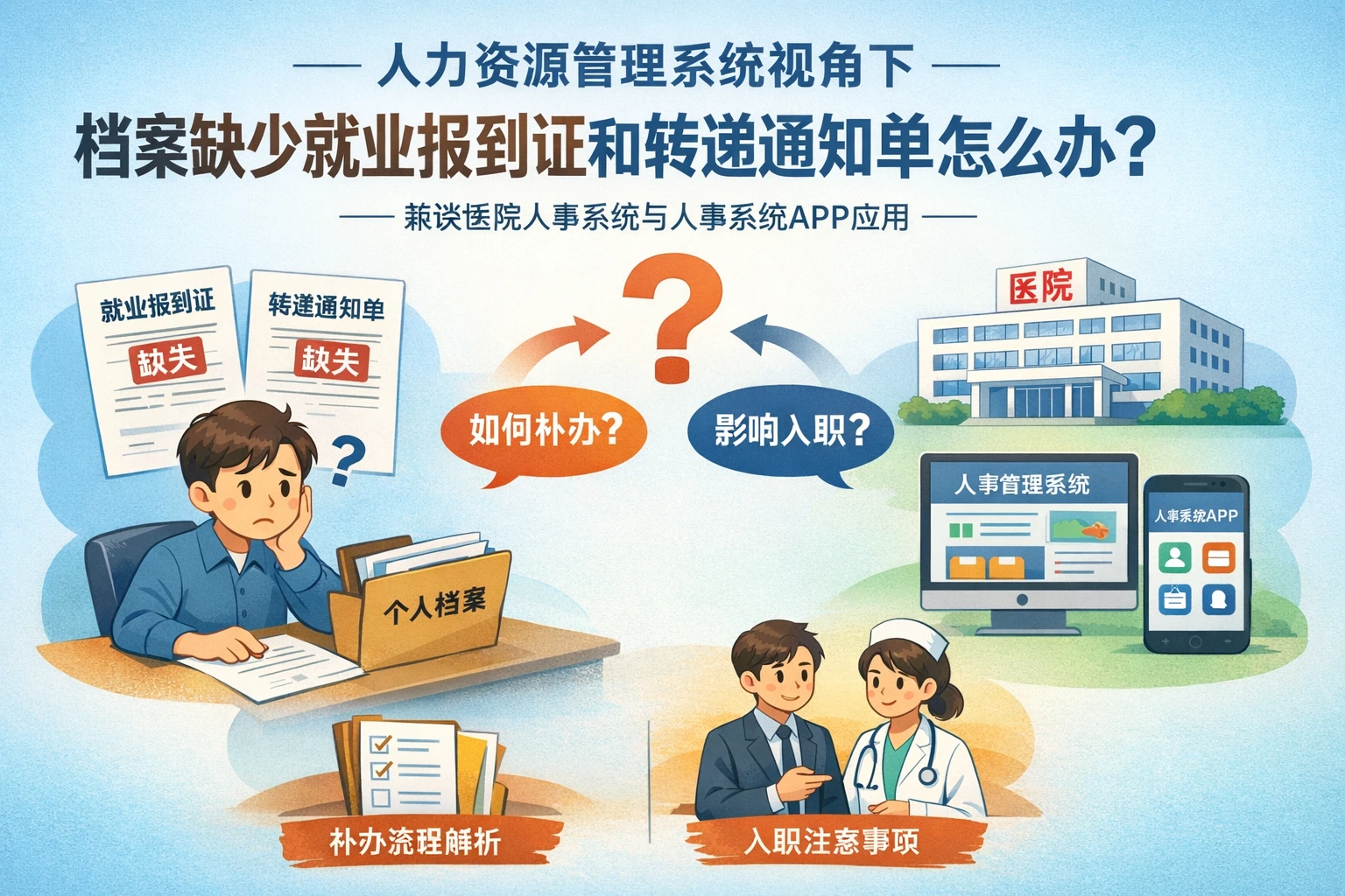 人力资源管理系统视角下，档案缺少就业报到证和转递通知单怎么办——兼谈医院人事系统与人事系统APP应用