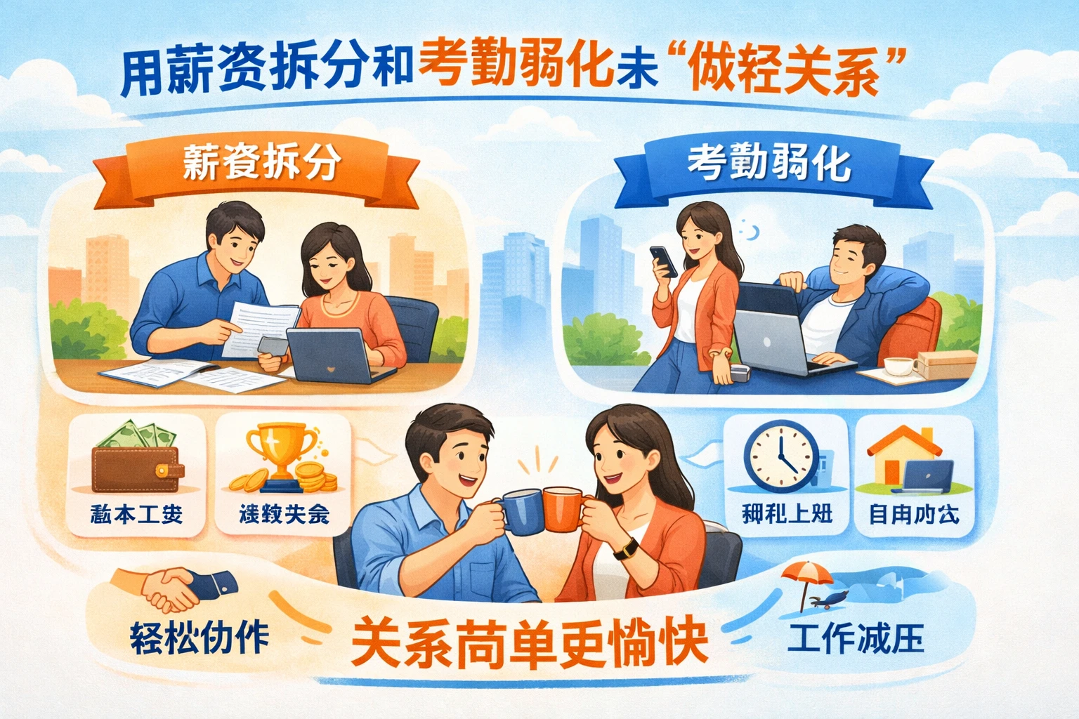 用薪资拆分和考勤弱化来“做轻关系”