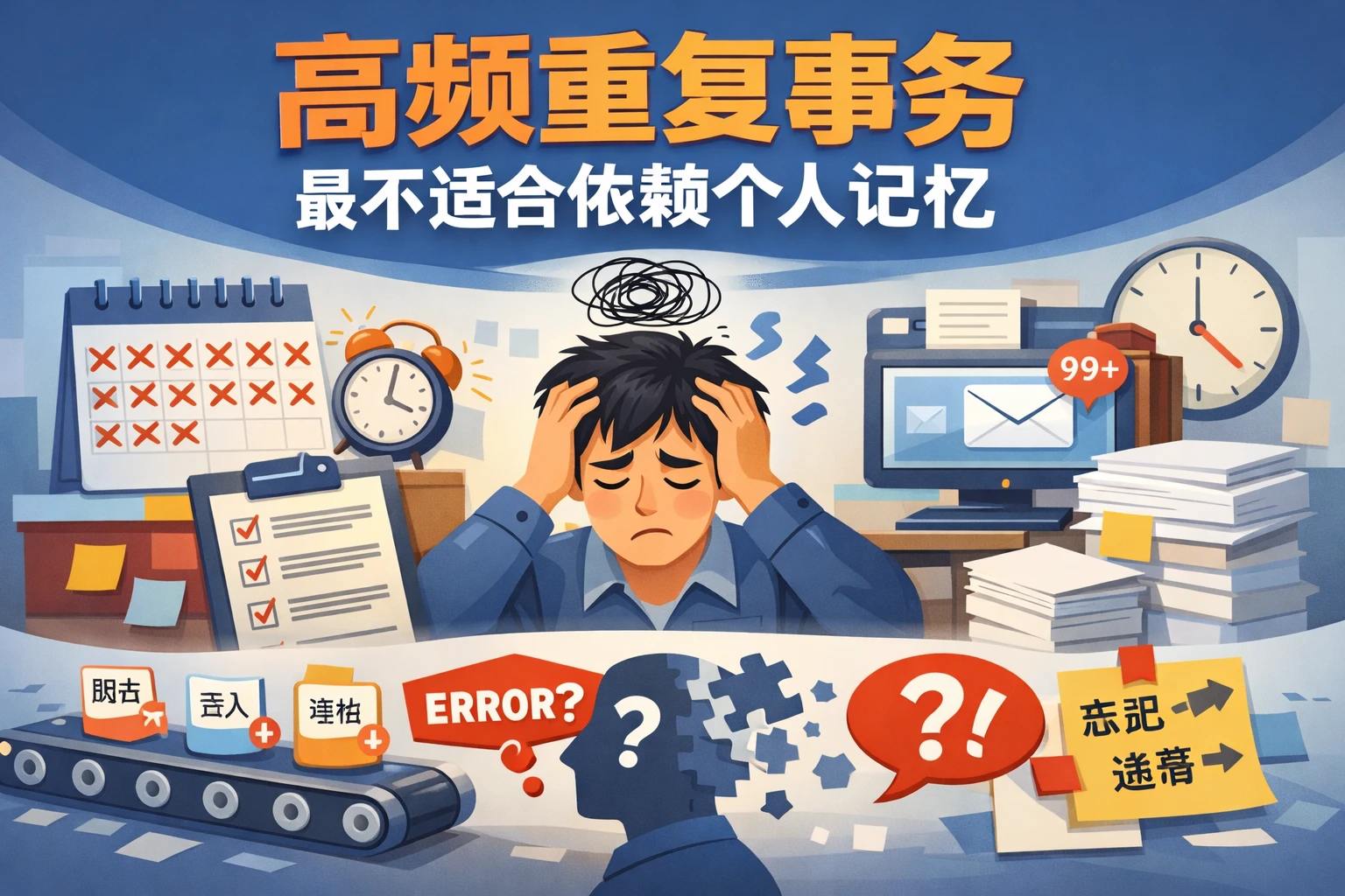 高频重复事务，最不适合依赖个人记忆