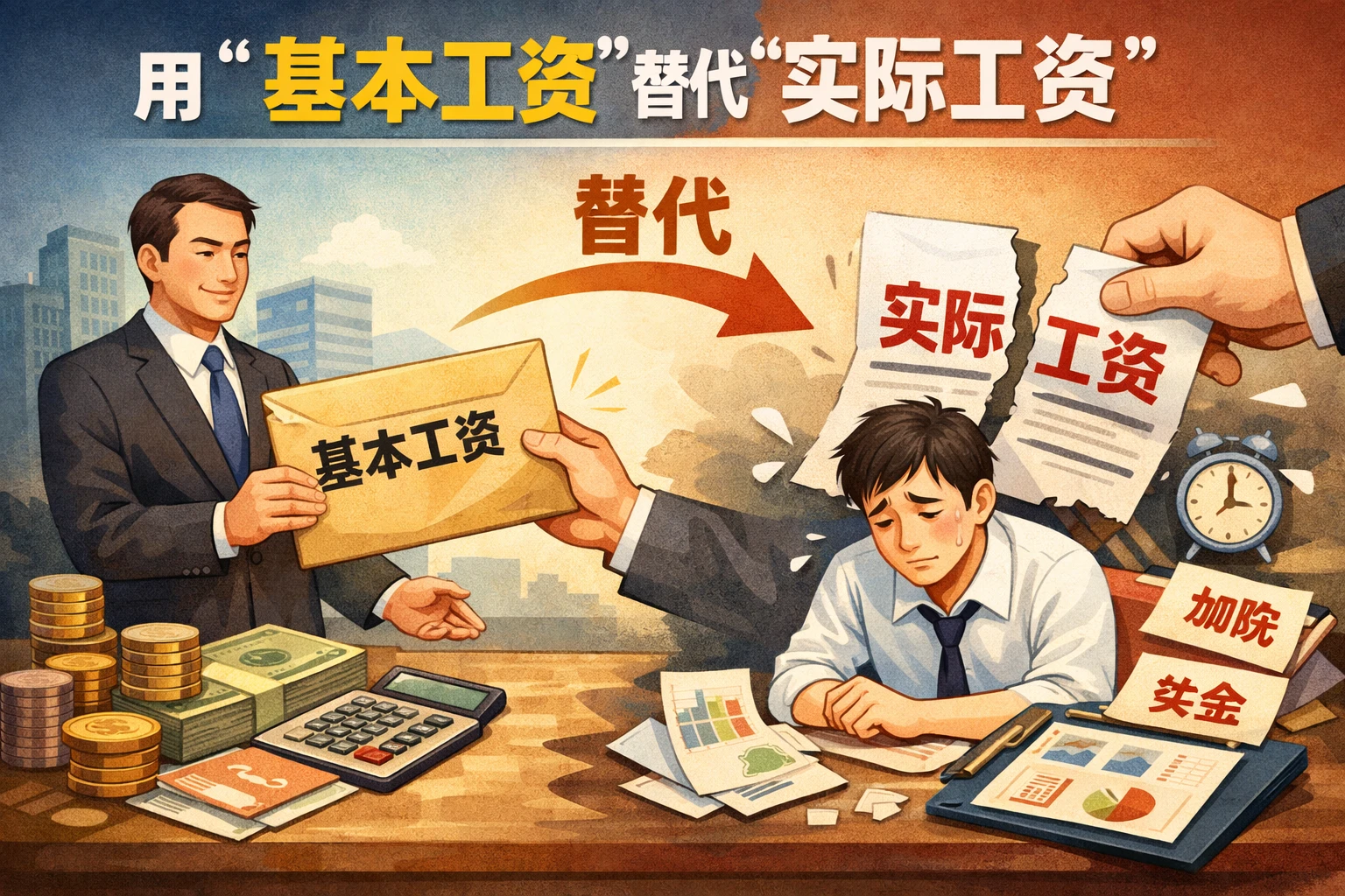 企业习惯以“基本工资”替代“实际工资”