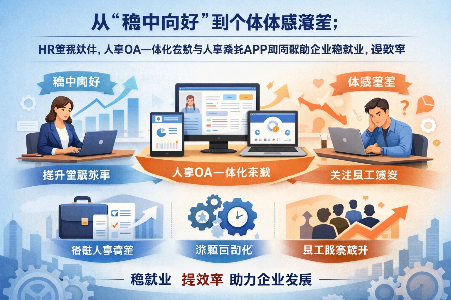从“稳中向好”到个体体感落差：HR管理软件、人事OA一体化系统与人事系统APP如何帮助企业稳就业、提效率