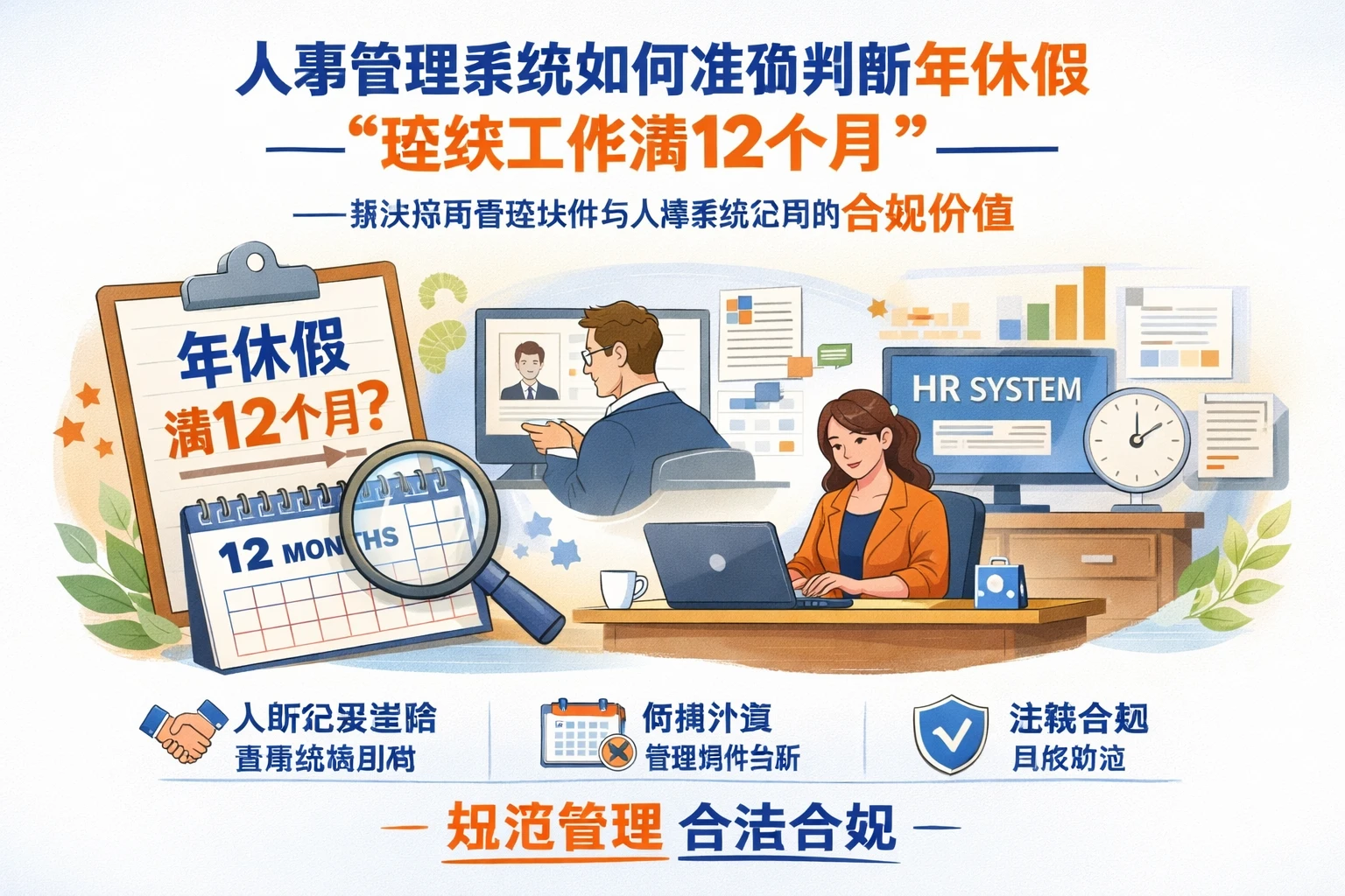 人事管理系统如何准确判断年休假“连续工作满12个月”——兼谈招聘管理软件与人事系统公司的合规价值