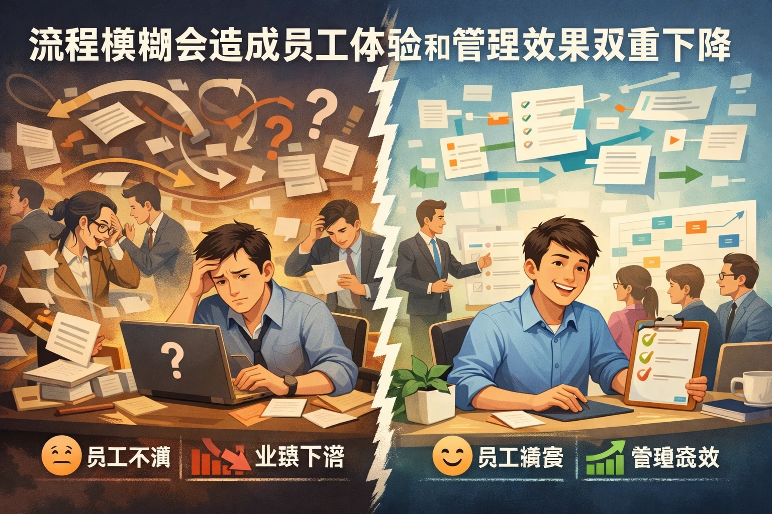 流程模糊会造成员工体验和管理效果双重下降