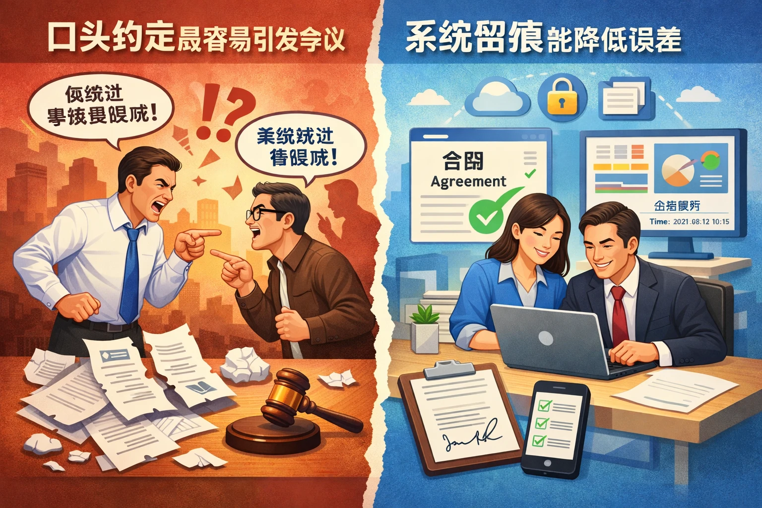 口头约定最容易引发争议,系统留痕能降低误差