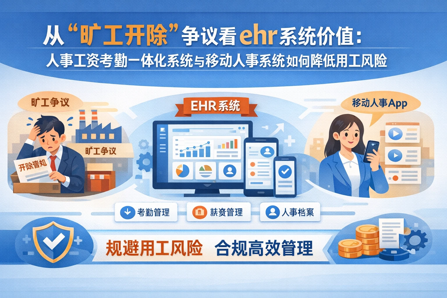 从“旷工开除”争议看ehr系统价值：人事工资考勤一体化系统与移动人事系统如何降低用工风险