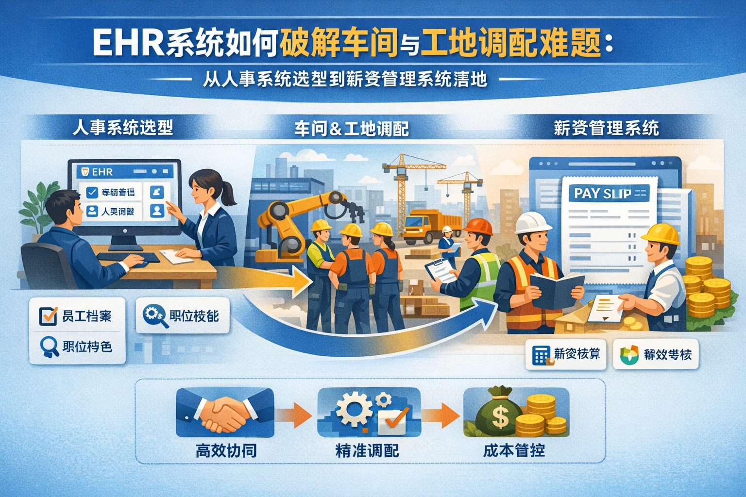 ehr系统如何破解车间与工地调配难题：从人事系统选型到薪资管理系统落地