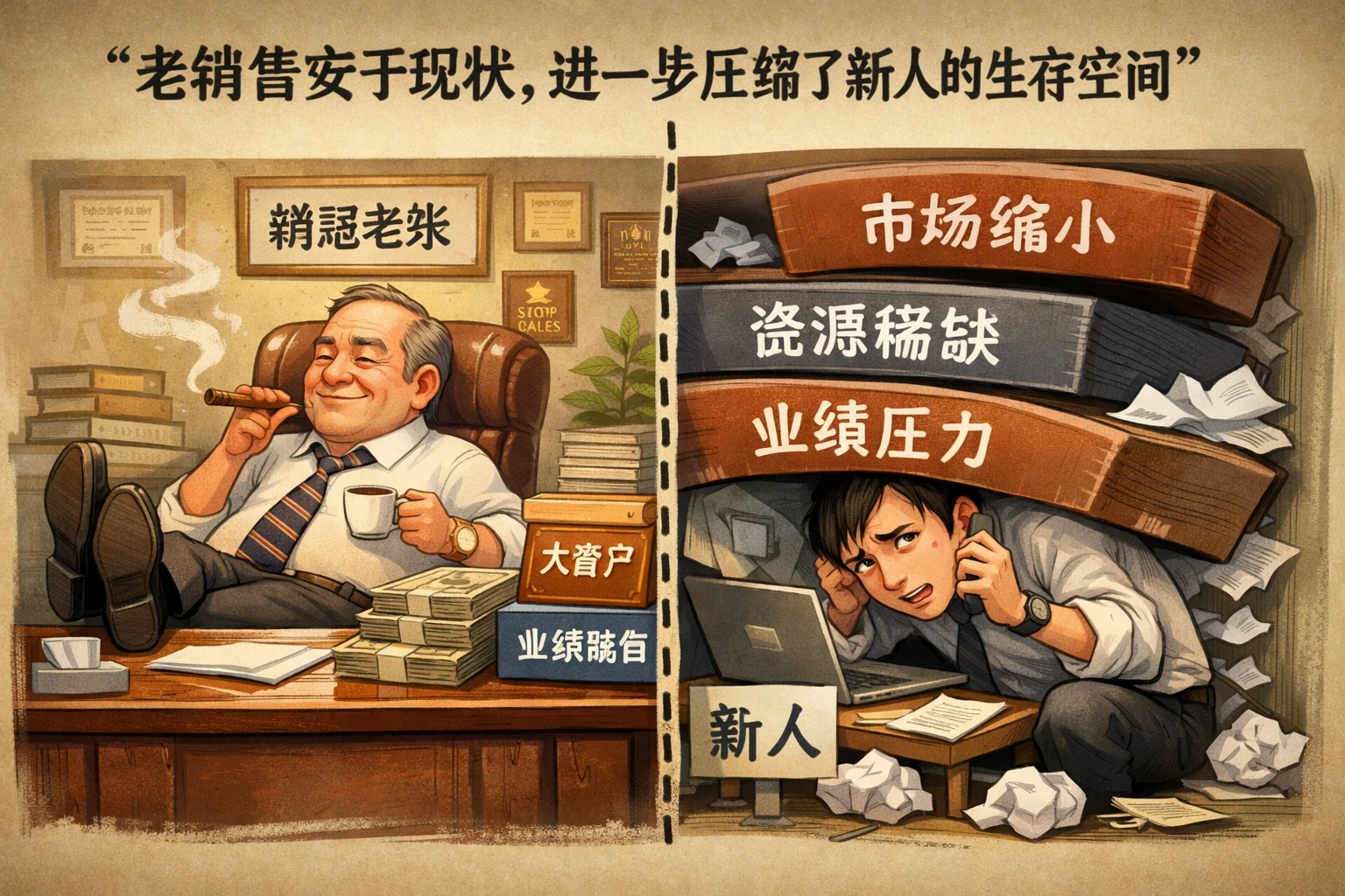 老销售安于现状,进一步压缩了新人的生存空间